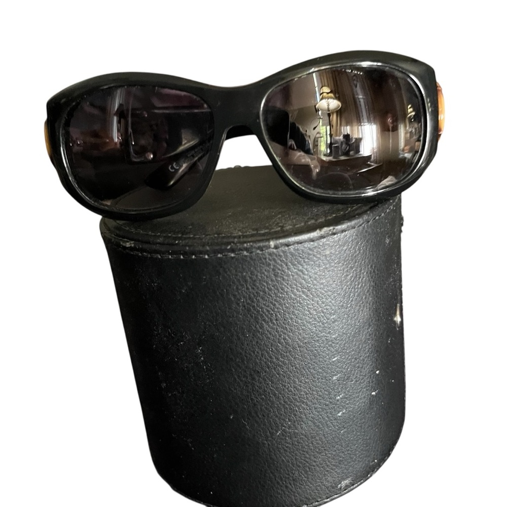 Gucci black bamboo sunglasses with dark lens plus extra lighter lens - Picture 1 of 16